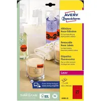 Avery Zweckform Avery Neon-Etiketten L6003-25, zum Beschriften, ablösbar, Papier, rot, 63,5 x 29,6 mm, 25 x A4 Bögen, 675 Stk.