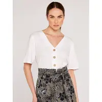 Apricot Klassische Bluse "Kurzarm Top" 1 mit Knopfleiste