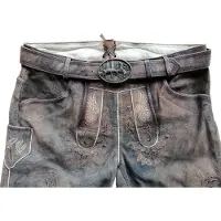Spieth & Wensky Finnland Trachten Lederhose Kurzhose Antik mit Gürtel , Größe:52/L, Farbe:Holz