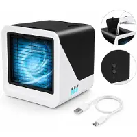 Slyrun Mobiler Luftkühler Mini Klimaanlage, USB-C Verdunstungskühler, 3 Geschwindigkeiten, leise Tisch Kühlgerät mit 500ml Wassertank für Büro & Schlafzimmer