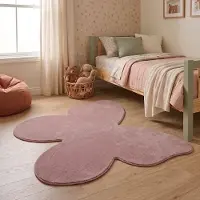 Little Olly Kinderteppich Waschbar - Coco Schmetterling Dunkelrosa 120x150cm
