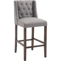 CLP Barhocker Cassandra Stoff mit gestepptem Bezug | Farbe braun Gestell Farbe antik-dunkel