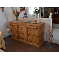 MiaMöbel Sideboard Mexico Möbel 125x87x40 cm Landhausstil Massivholz Pinie Honig