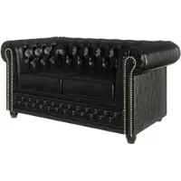 S-Style Möbel CHESTERFIELD-SOFA 2-sitzer Morin Schwarz vegan Leder
