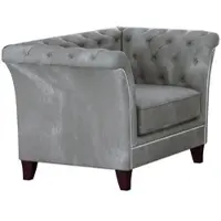 S-Style Möbel CHESTERFIELD-SESSEL Fusion Grau Samt