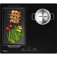 Kitchenbrothers Induktionskochfeld - Einbau-Induktionskochfeld - 60 cm - 4 Zonen - 1x Flexzone - 1 und 2 Phasen - Bis zu 2400W - Schwarz
