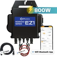 SUNNIVA AP Systems Mikro-Wechselrichter 800 W EZ1-M-EU für Balkonkraftwerk, 2 MPPT, Bluetooth & WIFI, inkl. 5m KAbel und 4x1m Verlängerungen, Micro Inverter