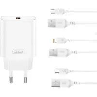 XO CE33 USB Wandladegerät 18W mit IPhone-Kabel, Weiß