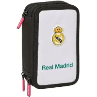Real Madrid 3-Fach Federmäppchen mit Ausstattung 37-teilig Weiß Offizielles Lizenzprodukt