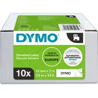 Dymo Schriftband-Sparset 45013, Typ D1, 7 m x 12 mm, UV-beständig, reißfest, schwarz/weiß, 10 Stück