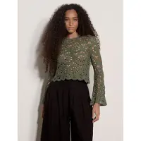 Apricot Spitzenshirt "Boho-Häkeloberteil mit Blumenmuster"