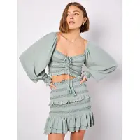 Apricot Crop-Top "Smok-Top" mit weiten Armen