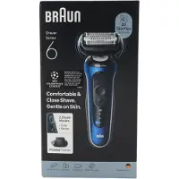 Braun Series 6 62-B1200S, Folienschaber, Blau, Edelstahl, Tasten, Akku, Lithium-Ion (Li-Ion)