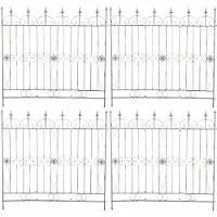DELUKE Gartenzaun LINUS 4er Set Antik - 124x1x116cm, Metall, Antik-Grün | Steckzaun Element Rankzaun Eisen