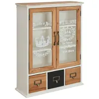 Landscape Hängevitrine, Braun, Schwarz, Weiß, Holz, Metall, Glas, Tanne, massiv, 2 Fächer, 3 Schublade(n) Schubladen, 48x62.3x18.5 cm, hängend, Wohnzimmer, Wohnwände, Vitrinenschränke