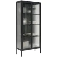 Xora Vitrine, Schwarz, Metall, Glas, 3 Fächer, 80x180x35 cm, SGS-geprüft, Bsci, stehend, Wohnzimmer, Wohnwände, Vitrinenschränke