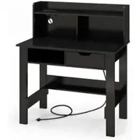 Helloshop26 - Computertisch 95 x 56 x 109,5 cm mit integrierter Ladestation und offenem Fach modernes Design schwarzes MDF 20_0010865
