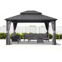 PURPLE LEAF Economy Hardtop Pavillon 3x4,25 m wasserdicht, winterfest und stabil, geeignet für den Garten, Grau