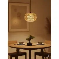 Nova Luce Pendelleuchte Asma E27 Natur Schwarz Stahl Rattan Ø30cm 9001115