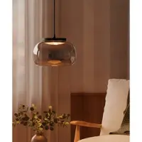 Nova Luce LED Pendelleuchte Bios dimmbar 9W warmweiss 3000K Rauchgrau Schwarz Glas Metall Ø18cm 9416954