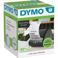 Dymo Versandetiketten 2166659, extra groß, 102 x 210 mm, für Internetmarken, permanenthaftend, Papier, weiß, 1 Rolle mit 140 Stück