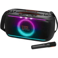 JBL PartyBox On-The-Go 2 – tragbarer Bluetooth-Lautsprecher, 100 W, IPX4, mit drahtlosem Mikrofon, 15 Stunden Akkulaufzeit, schwarz
