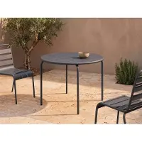 Vente-unique Gartentisch rund - D. 110 cm - Metall - Anthrazitgrau - MIRMANDE von MYLIA