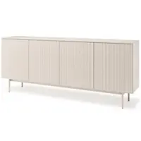 Beautysofa | Kommode SOFT 200 cm Kaschmir, Wohnzimmer Schrank mit 4 Türen und geriffelten Fronten, Push-to-Open