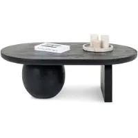Idimex Couchtisch PERLA aus massivem Mangoholz, 110 x 70 cm, Schwarz - Moderner Wohnzimmertisch, Beistelltisch, Clubtisch mit außergewöhnlicher Designoptik, Sofatisch für minimalistische Einrichtungsstile