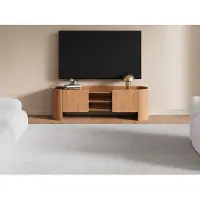Vente-unique TV-Möbel mit 2 Türen und 2 Fächern – Mangoholz – Natur – ISLARA