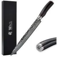 Wakoli EBO Damast Fleischmesser I 25 cm Klinge I schwarzer Eichenholzgriff