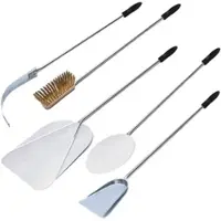 Giemme Spoleto - Set aus 5 Pizzaschaufeln aus Edelstahl AISI 430 mit 113 cm Griff, ideal für Öfen bis 110 cm und Pizzen bis 33 cm