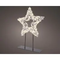 Lumineo Warmweiß 300 Micro-LED beleuchteter Stern Tischlampe weiß silber 28 x 37 cm