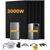 EcoFlow Stream Ultra, Solaranlage mit Speicher, mit 6 x 500W Bifazialen Solarmodulen, by Powerness - Stream Ultra + Stream AC Pro | 3840Wh / 1 x Smart Meter / Selbstabholung