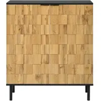 OKWISH Schuhschrank aus Spanplatte in Natur, 80 x 35 x 91,5 cm, Mosaik-Türen, höhenverstellbare Fächer