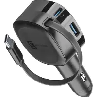 Cellularline Retractable Car Charger, Auto, Zigarettenanzünder, 0,7 m, Schwarz