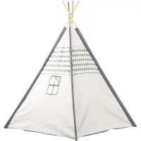 Toychamp Tipi mit Holzstangen und Teppich – 120 x 120 x 150 cm