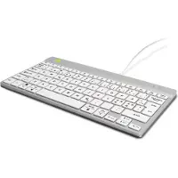 R-Go Tools Ergonomische Tastatur R-Go Compact Break, kompakte Tastatur mit Pausensoftware, QWERTY (NORDIC), Kabelgebunden, Weiß, Mini, Kabelgebunden, USB, Scherenschalter, QWERTY, Weiß