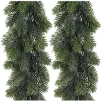 Creativ Green künstliche Pflanze Tannengirlande 180 cm mit 168 Tips, grün-geeist, 2er Set