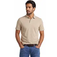 Bugatti Beiges Poloshirt meliertes Leinen-Baumwoll-Blend