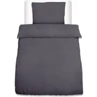 Beautissu BETTWÄSCHE Meline 155/220 cm + Kissenbezug 80/80 cm Anthrazit Seersucker