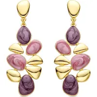 Luxenter Ohrringe aus violettem Harz mit 18 Karat Gelbgold-Finish – Nortul
