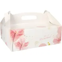 Papstar 10 X 15 Gebäck-Kartons, Pappe eckig 26 cm x 22 cm x 9 cm rosé mit Tragegriff
