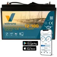 Voltrana Lithium Bootsbatterie 12,8V 100Ah 1280Wh M8 mit Bluetooth & Heizung – L...