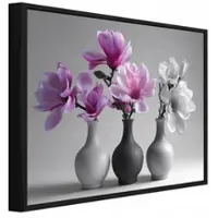WALLARENA BILDER mit Rahmen Blumen in einer Vase Natur Rosa 100x70 cm