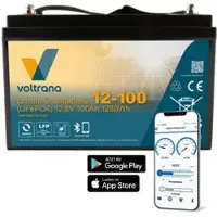 Voltrana Lithium Solarbatterie 12,8V 100Ah 1280Wh M8 mit Bluetooth & Heizung – L...
