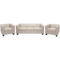 Mendler 3-1-1 Couchgarnitur Lille, Kunstleder creme