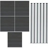 Monster WPC Sichtschutzzaun x5 & LED Zaunpfosten x6 - Grau
