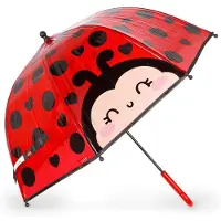 Legami - Regenschirm für Kinder, Dancin' in The Rain, Thema Ladybug, winddichtes Gestell, manuelles Öffnen, Stoffverschluss mit Namensfeld, Hakengriff, 73 x 65 cm