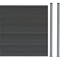 Monster WPC Sichtschutzzaun x1 & LED Zaunpfosten x2 - Grau